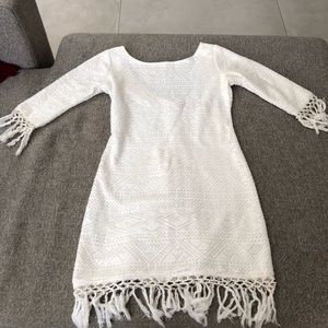 Boutique White Fringe Dress Size 4